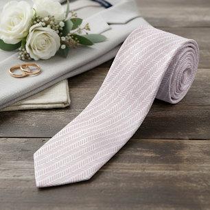Gravata Blush Branco Simples Rosa Rosa Abstrato Chevron