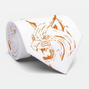 Gravata Bobcat Wild Cat Team Mascot Necktie Burnt Orange