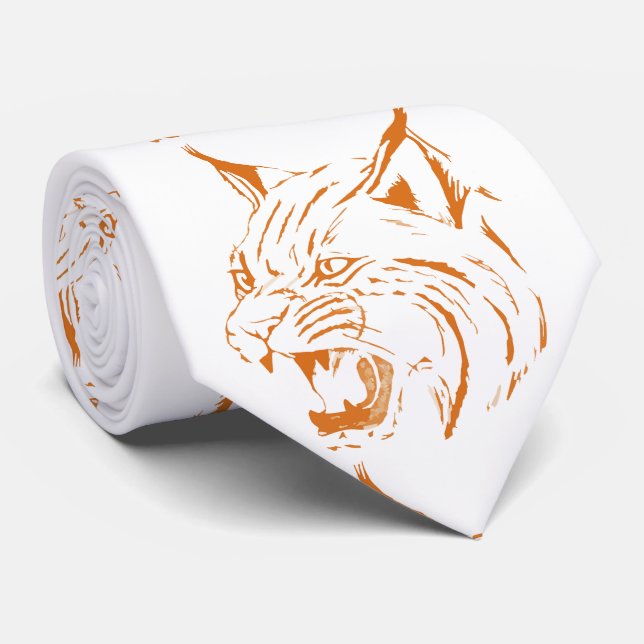 Gravata Bobcat Wild Cat Team Mascot Necktie Burnt Orange (Rolled)