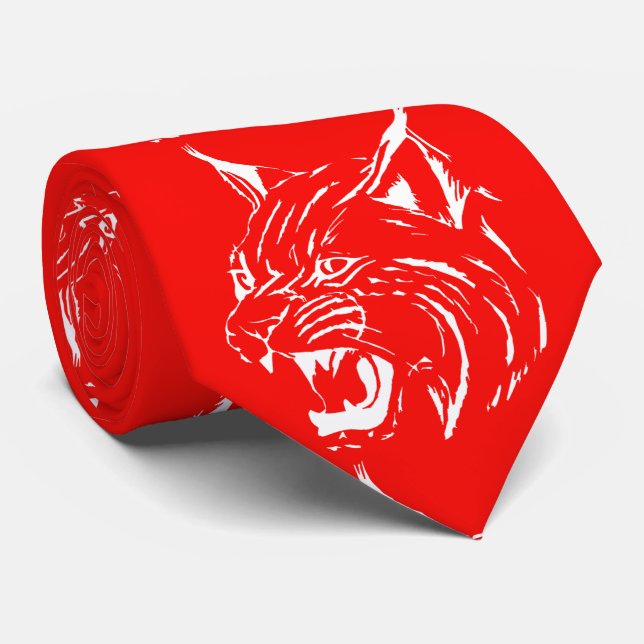 Gravata Bobcat Wild Cat Team Mascot White Em Qualquer Cor (Rolled)