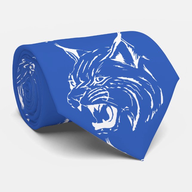 Gravata Bobcat Wild Cat Team Mascot White Em Qualquer Cor (Rolled)