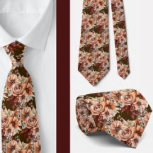 Boho Brown Dourado Floral Watercolor Flowers