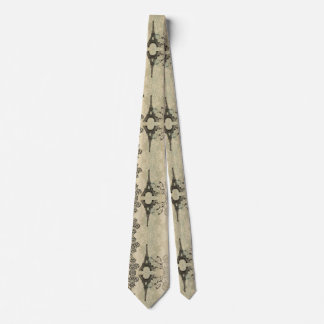 Gravata Boho Chic beige Damask Paris Eiffel Tower