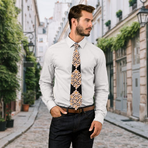 Gravata Boho Chic Florals Black Personalize Inicial