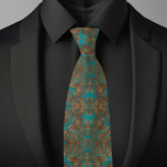Gravata Boho Copper Turquois Padrão Elegante<br><div class="desc">Boho Copper e Turquoise Elegant Pattern Necktie Adicione um toque de sofisticação boêmica ao seu guarda-roupa com o Boho Copper e Turquoise Elegant Necktie, apresentando um design IA digitalmente editado que funde lindamente tons de cobre com tons vibrantes de turquesa. Inspirada pela estética boho-chica e pela arte sudoeste, esta gravata...</div>