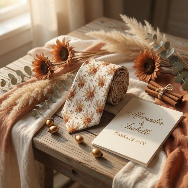 Gravata Boho Terracotta Rustic Botanical (Criador carregado)