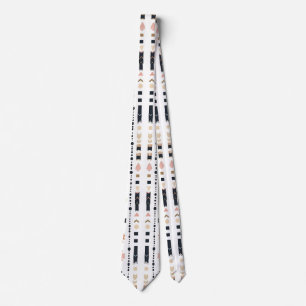 Gravata Boho Tribal Aztec Listras Verticais Creme Ferrugem