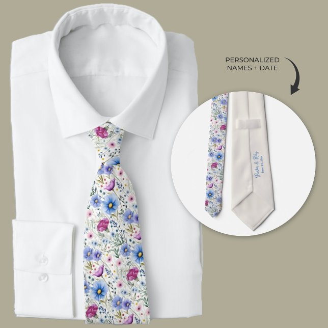 Gravata Boho Watercolor Flores Selvagens Colheita (Boho watercolor wildflowers groomsmen neck ties)