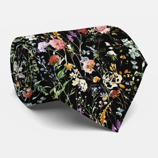 Gravata Boho Wildflower Aquarela Primavera Flor (Rolled)