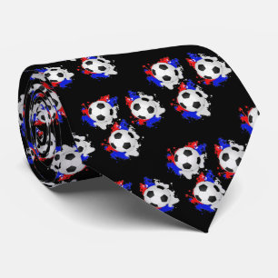 Gravata Bola De Futebol Com Colheita Azul Vermelha