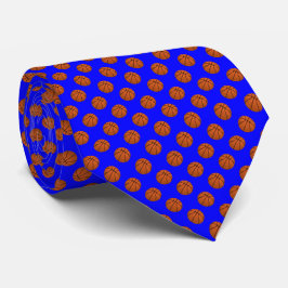 Gravata Bolas de Basquete Marrons em Azul