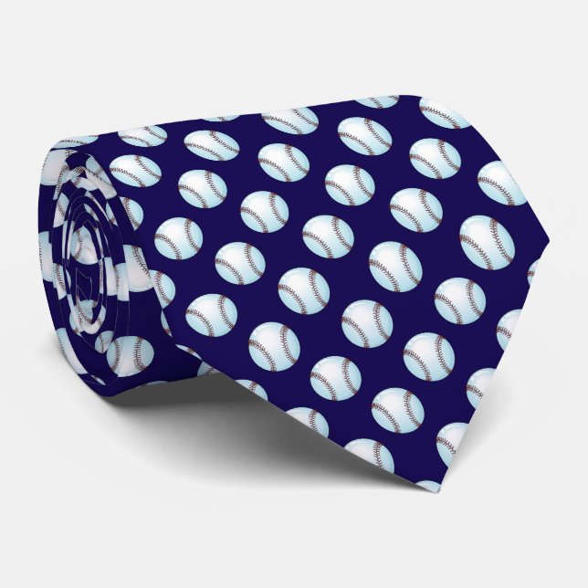 Gravata Bolas de beisebol na cor azul marinho da equipe (Rolled)