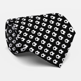 Gravata Bolas de Futebol Preto Branco em Preto