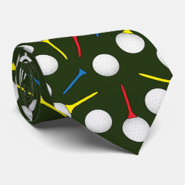 Gravata Bolas de Golfe e Padrão de Tees Golfista