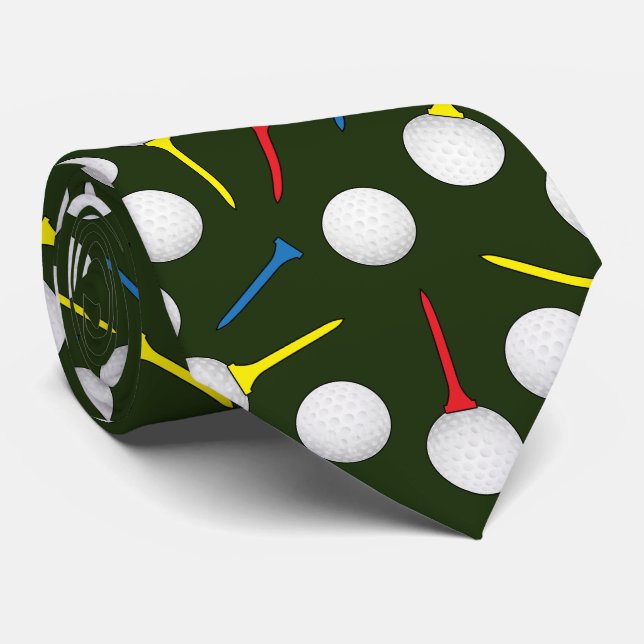 Gravata Bolas de Golfe e Padrão de Tees Golfista  (Rolled)