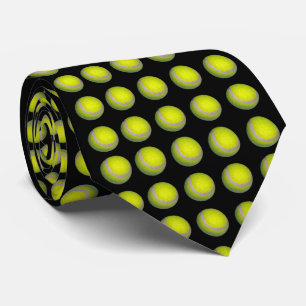 Gravata Bolas De Tênis Amarelo Em Fundo Preto,