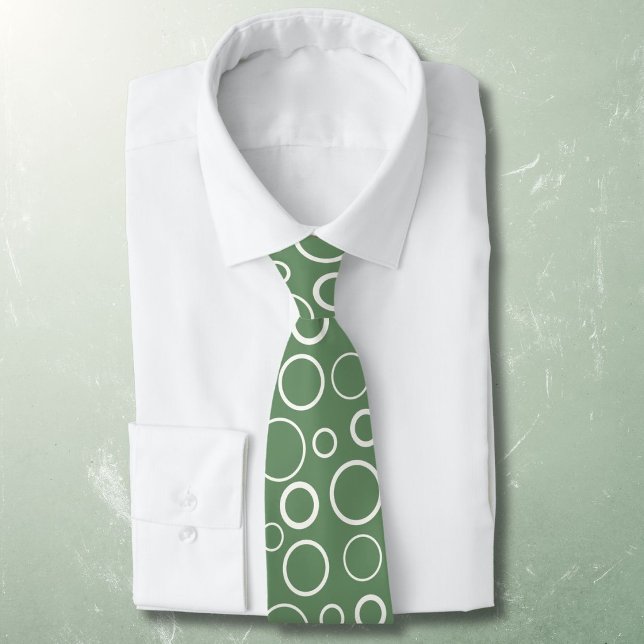 Gravata Bolhas e anéis, círculos brancos em verde (Criador carregado)