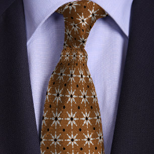 Gravata Boliche castanha em padrão de flores