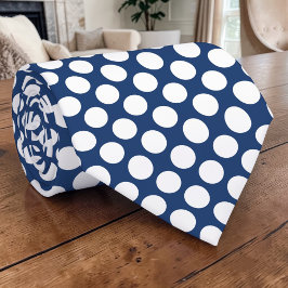 Gravata Bolinhas Brancas em Azul Personalizado