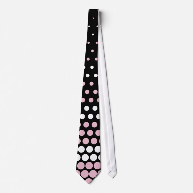 Gravata Bolinhas cor-de-rosa e brancas do cameo moderno (Frente)