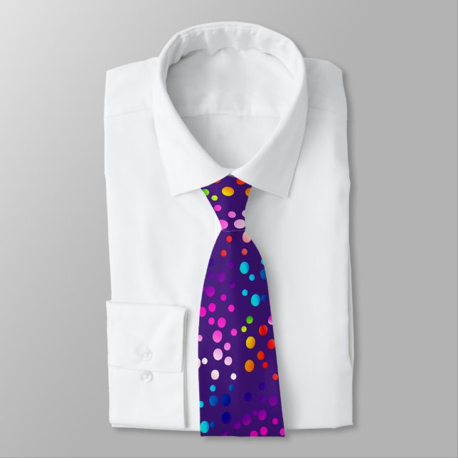 Gravata Bolinhas Neon Em Roxo (Amarrado)