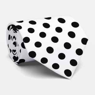 Gravata Bolinhas pretas em fundo branco