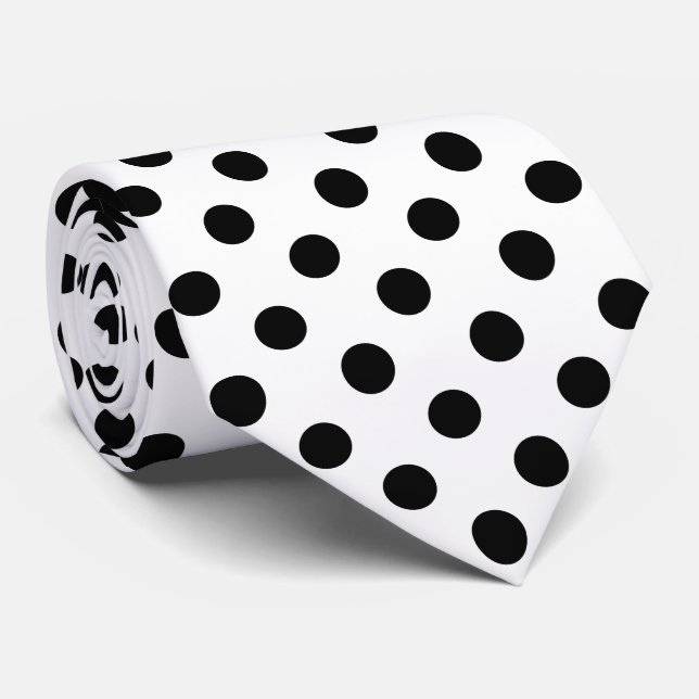 Gravata Bolinhas pretas em fundo branco (Rolled)