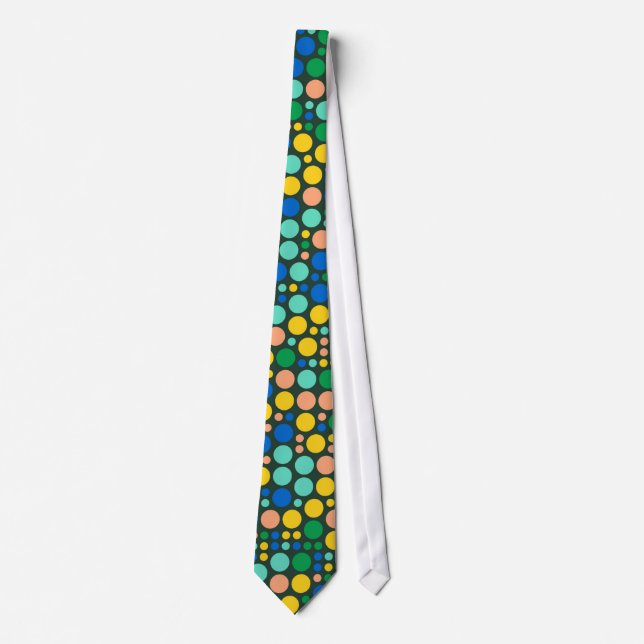 Gravata Bolinhas Retroativas | Azul Verde Amarelo (Frente)