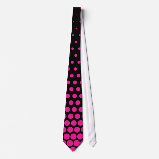 Gravata Bolinhas rosa profunda preto moderno (Frente)