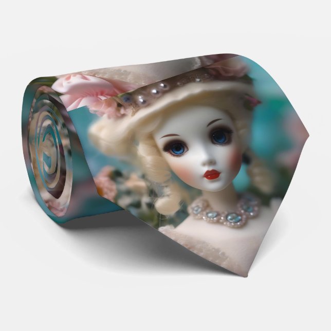 Gravata Boneca Vintage Azul, (Rolled)