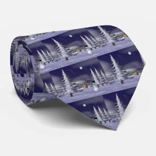 Gravata Boneco de neve agradável na noite