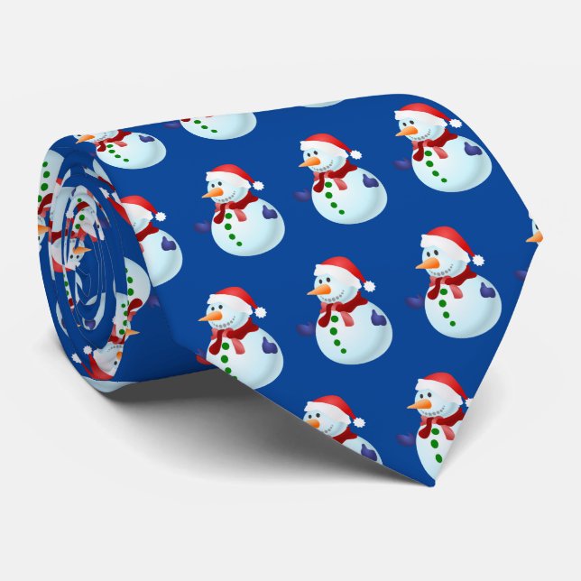 Gravata Boneco de Neve com Chapéu de Papai Noel Natal (Rolled)