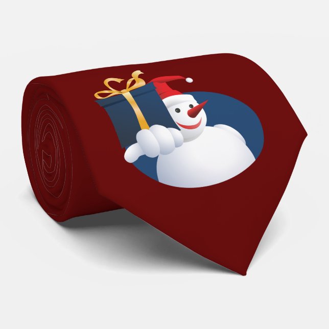Gravata Boneco de neve entrega presente... (Rolled)