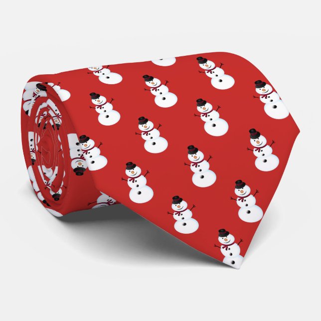 Gravata Boneco de Neve Fofo Com Chapéu,Cicatriz Em Vermelh (Rolled)