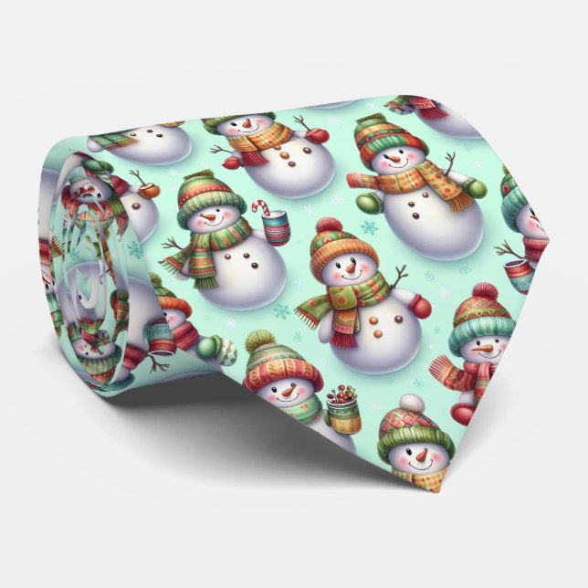 Gravata Bonecos de Neve Bobos (Rolled)
