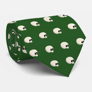 Gravata Bonita Halloween de Kawaii Bolinhas de crânio verd