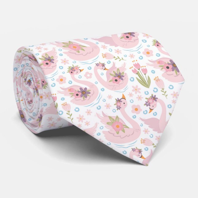 Gravata Bonita Tie Floral Swan (Rolled)