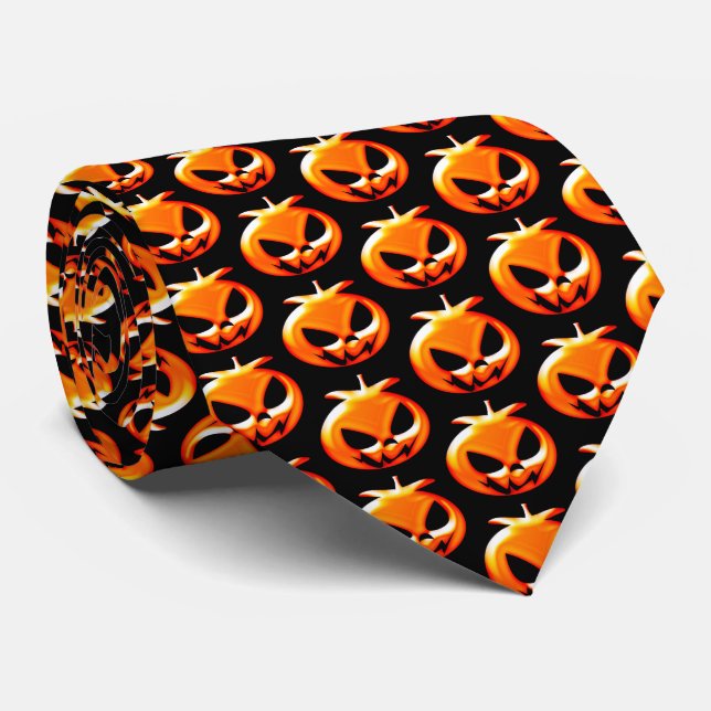 Gravata Bonito Halloween Jack 0'Lanterna Padrão Laranja Ne (Rolled)
