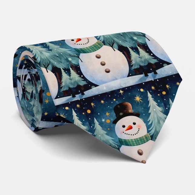 Gravata Bonito Natal Snowman (Rolled)