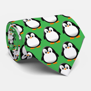 Gravata Bonito Penguin Cartoon Verde