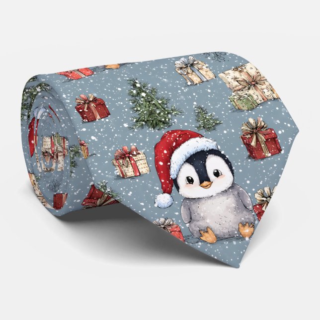 Gravata Bonito Pinguim Pinguim Natal (Rolled)