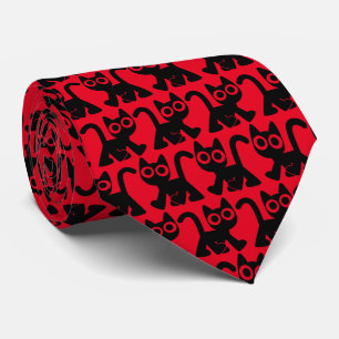 Gravata Bonito Rambling Cartoon Cat Tie