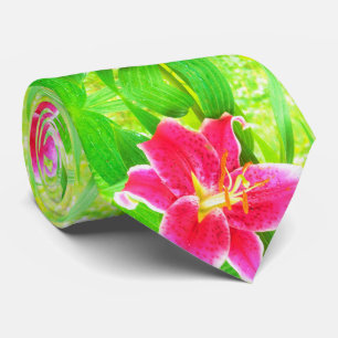 Gravata Bonito Stargazer Rosa Profundo Lily no Verde limã