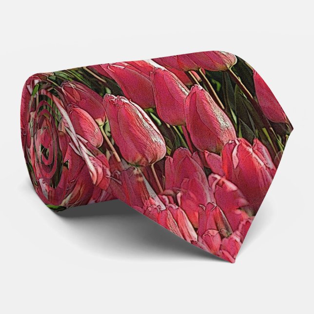 Gravata Bonito Tulipas Rosa (Rolled)