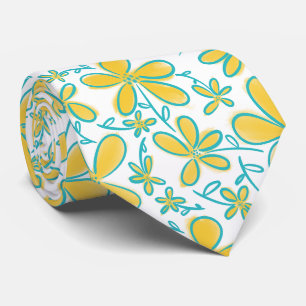 Gravata Bonito Verão Amarelo-Turquesa