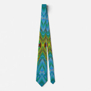 Gravata Borboleta Abstrata Chartreuse e Azul Trippy