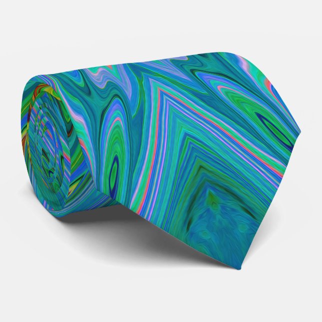 Gravata Borboleta Abstrata Chartreuse e Azul Trippy (Rolled)