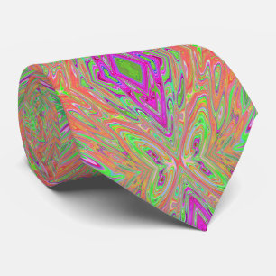 Gravata Borboleta Abstrata Laranja e Verde Limão Trippy