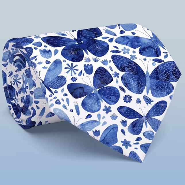 Gravata Borboleta de Aquarela Azul (Criador carregado)
