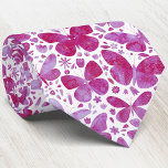 Gravata Borboleta de Aquarela Rosa<br><div class="desc">Padrão de borboleta cor-de-água rosa magenta e branca.</div>